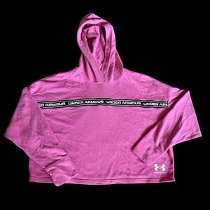 Under Armour Women’s Rival Terry Crop Hoodie Size XS Oversized- Pace Pink